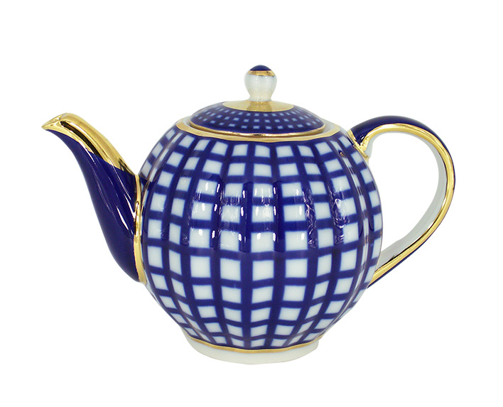 Lomonosov Porcelain Tea Pot Tulip Cobalt Cell 3 Cups 20 oz/600 ml