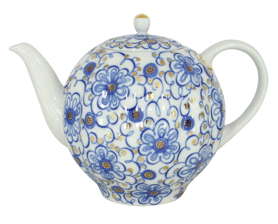 Lomonosov Porcelain Tea Pot Tulip Bindweed 10 Cups 67 oz/2000 ml