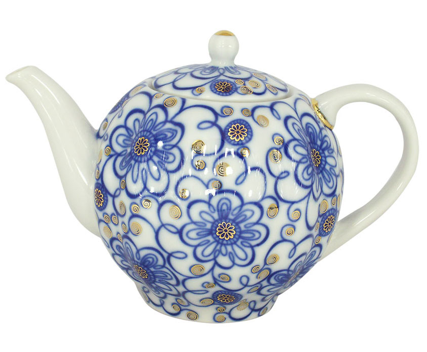 LOMONOSOV PORCELAIN TEA POT TULIP BINDWEED 3 CUPS 20 OZ/600 ML