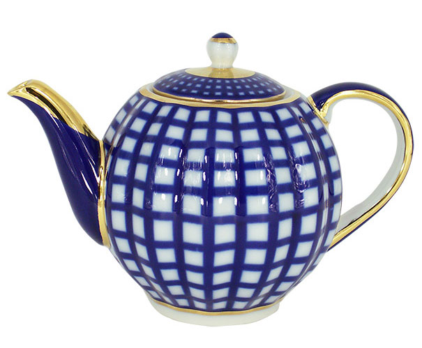 Lomonosov Porcelain Tea Pot Tulip Cobalt Cell 3 Cups 20 oz/600 ml