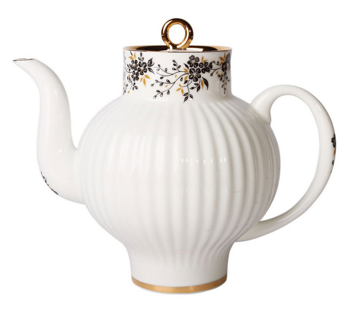 OMONOSOV PORCELAIN BONE CHINA TEAPOT WAVE TINY BRANCHES 4 CUPS 27 OZ 