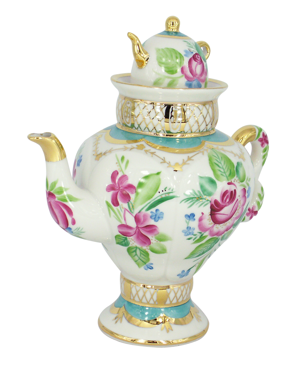 LOMONOSOV PORCELAIN LIGHT DAY TEAPOT SAMOVAR 2 CUPS 16.2 OZ/480 ML