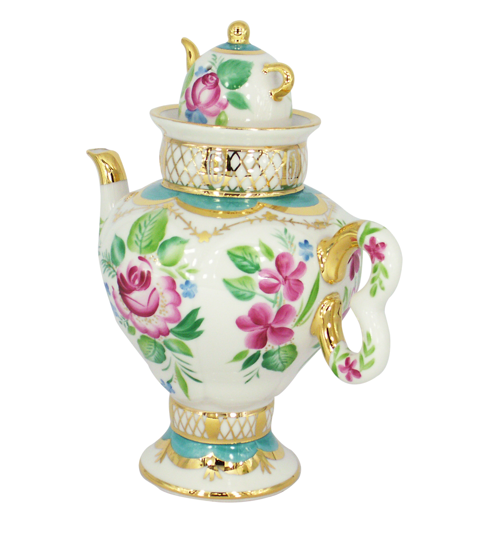 LOMONOSOV PORCELAIN LIGHT DAY TEAPOT SAMOVAR 2 CUPS 16.2 OZ/480 ML