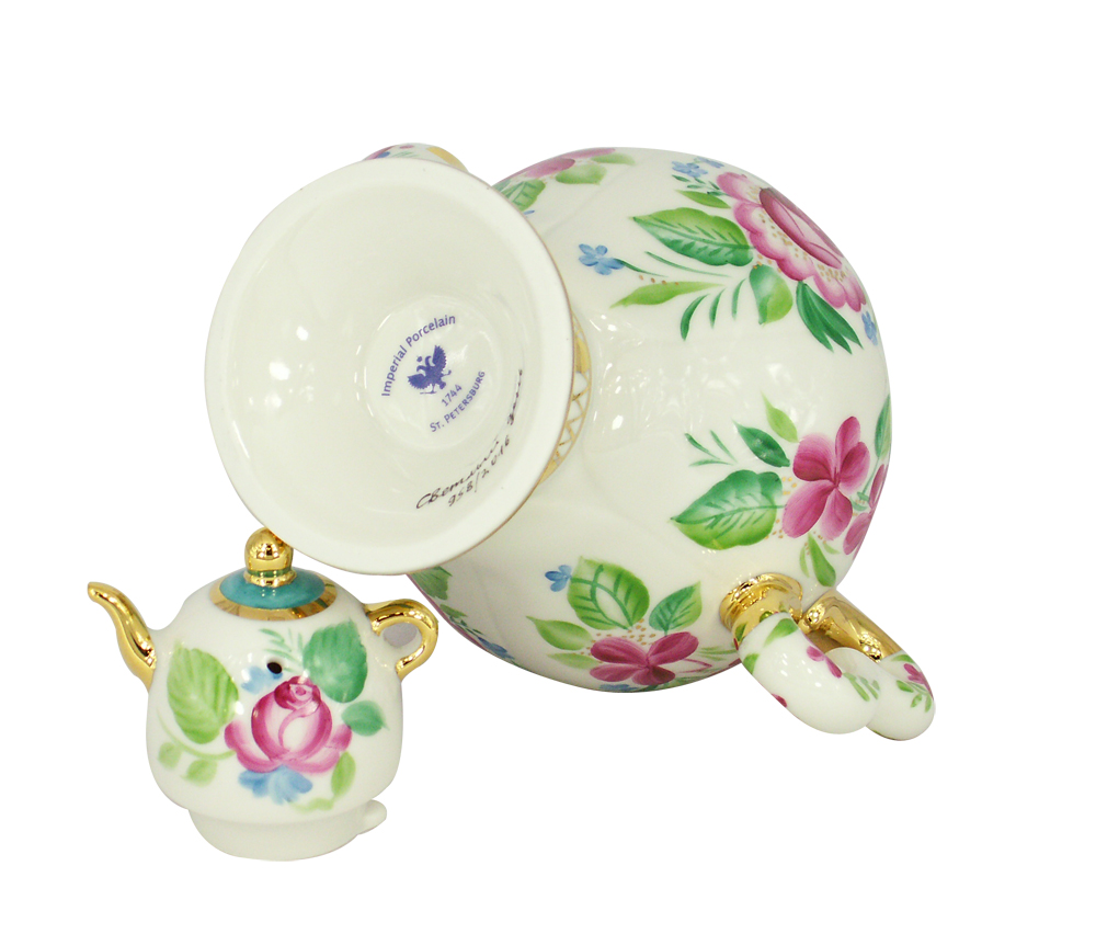 LOMONOSOV PORCELAIN LIGHT DAY TEAPOT SAMOVAR 2 CUPS 16.2 OZ/480 ML