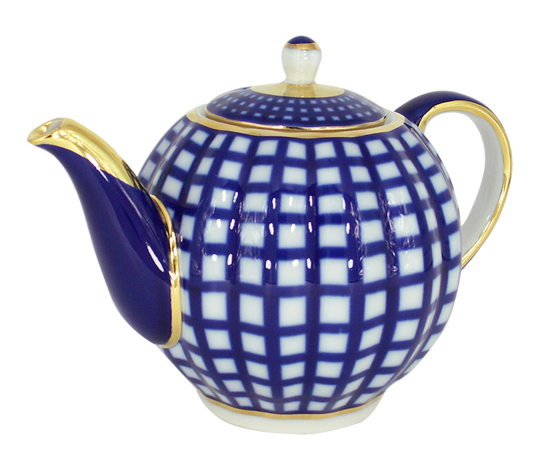 Lomonosov Porcelain Tea Pot Tulip Cobalt Cell 3 Cups 20 oz/600 ml