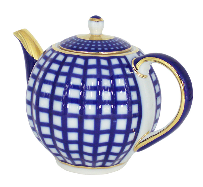 Lomonosov Porcelain Tea Pot Tulip Cobalt Cell 3 Cups 20 oz/600 ml