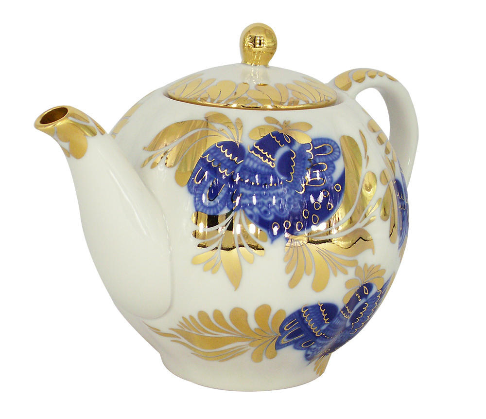 Lomonosov Porcelain Tea Pot Tulip Golden Garden 3 Cups 20 oz/600 ml