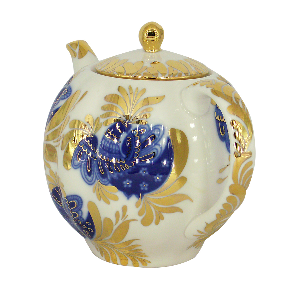 Lomonosov Porcelain Tea Pot Tulip Golden Garden 3 Cups 20 oz/600 ml