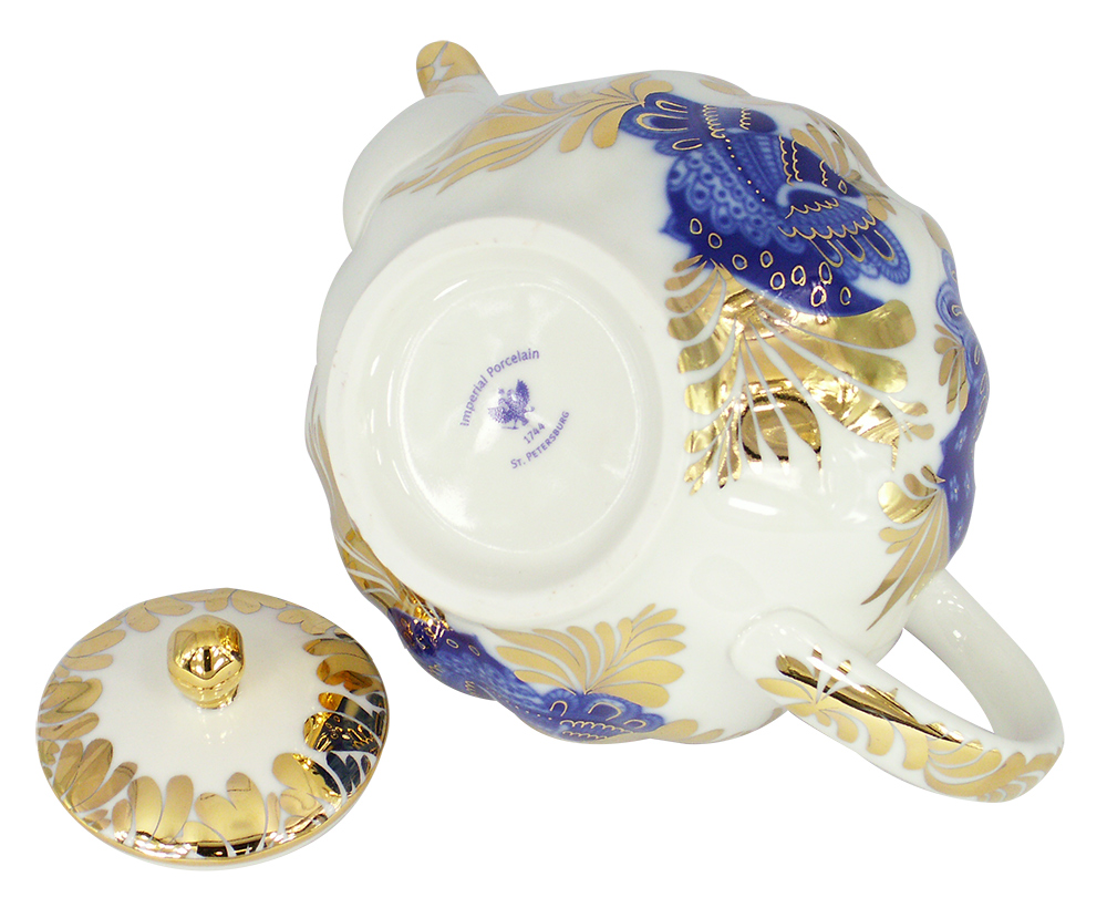 Lomonosov Porcelain Tea Pot Tulip Golden Garden 3 Cups 20 oz/600 ml