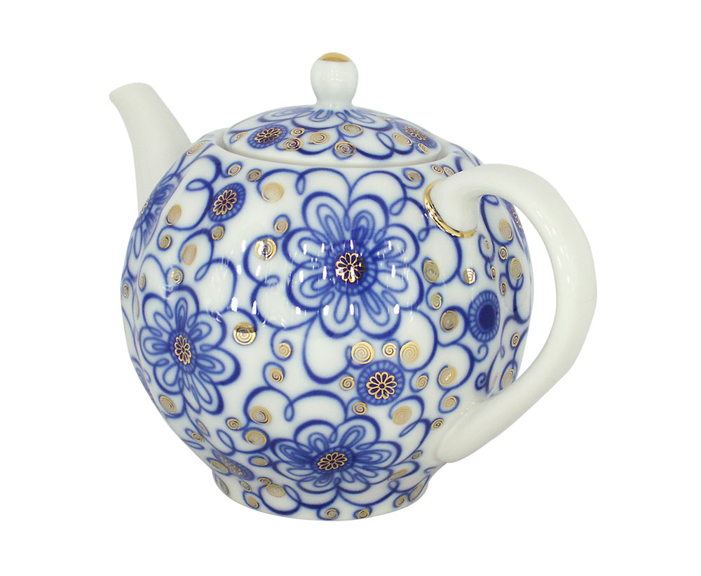 LOMONOSOV PORCELAIN TEA POT TULIP BINDWEED 3 CUPS 20 OZ/600 ML