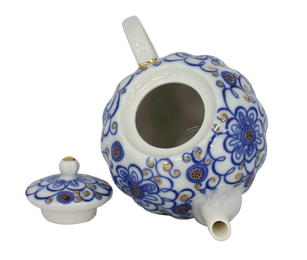 LOMONOSOV PORCELAIN TEA POT TULIP BINDWEED 3 CUPS 20 OZ/600 ML