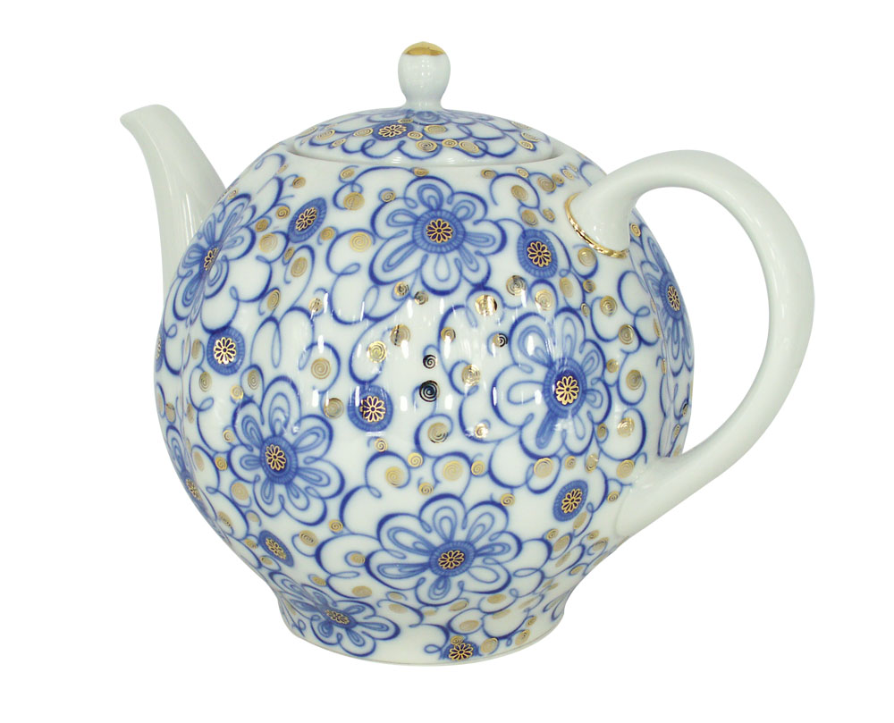 Lomonosov Porcelain Tea Pot Tulip Bindweed 10 Cups 67 oz/2000 ml