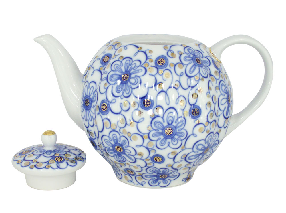 Lomonosov Porcelain Tea Pot Tulip Bindweed 10 Cups 67 oz/2000 ml