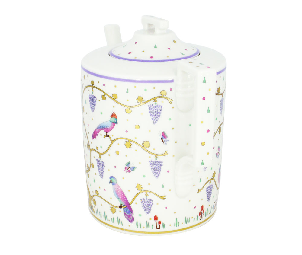 LOMONOSOV PORCELAIN TEA POT EXOTIC BIRDS 4 CUPS 33.8 FL.OZ/1000 ML