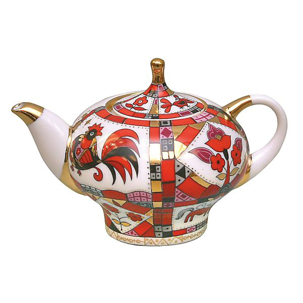LOMONOSOV PORCELAIN TEA POT RED HORSE 1 CUP 8.5 OZ/250 ML