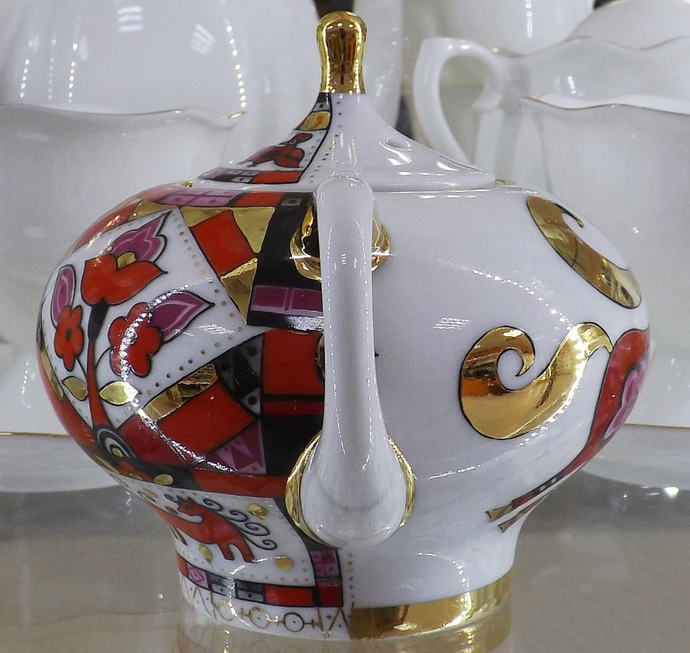 LOMONOSOV PORCELAIN TEA POT RED HORSE 1 CUP 8.5 OZ/250 ML