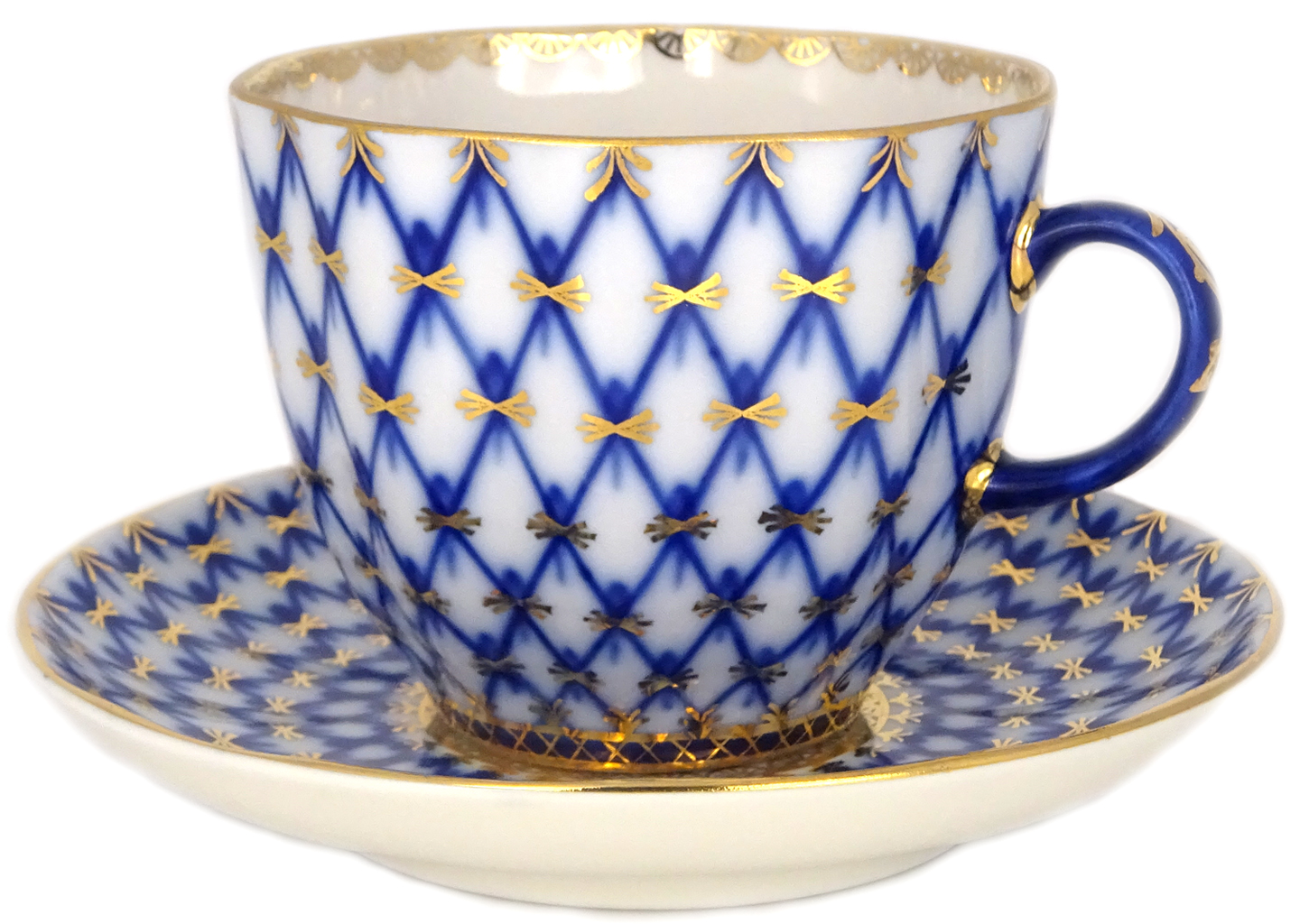 Lomonosov Imperial Porcelain Espresso/Coffee Set Tulip Cobalt Net 15 pc for 6 persons