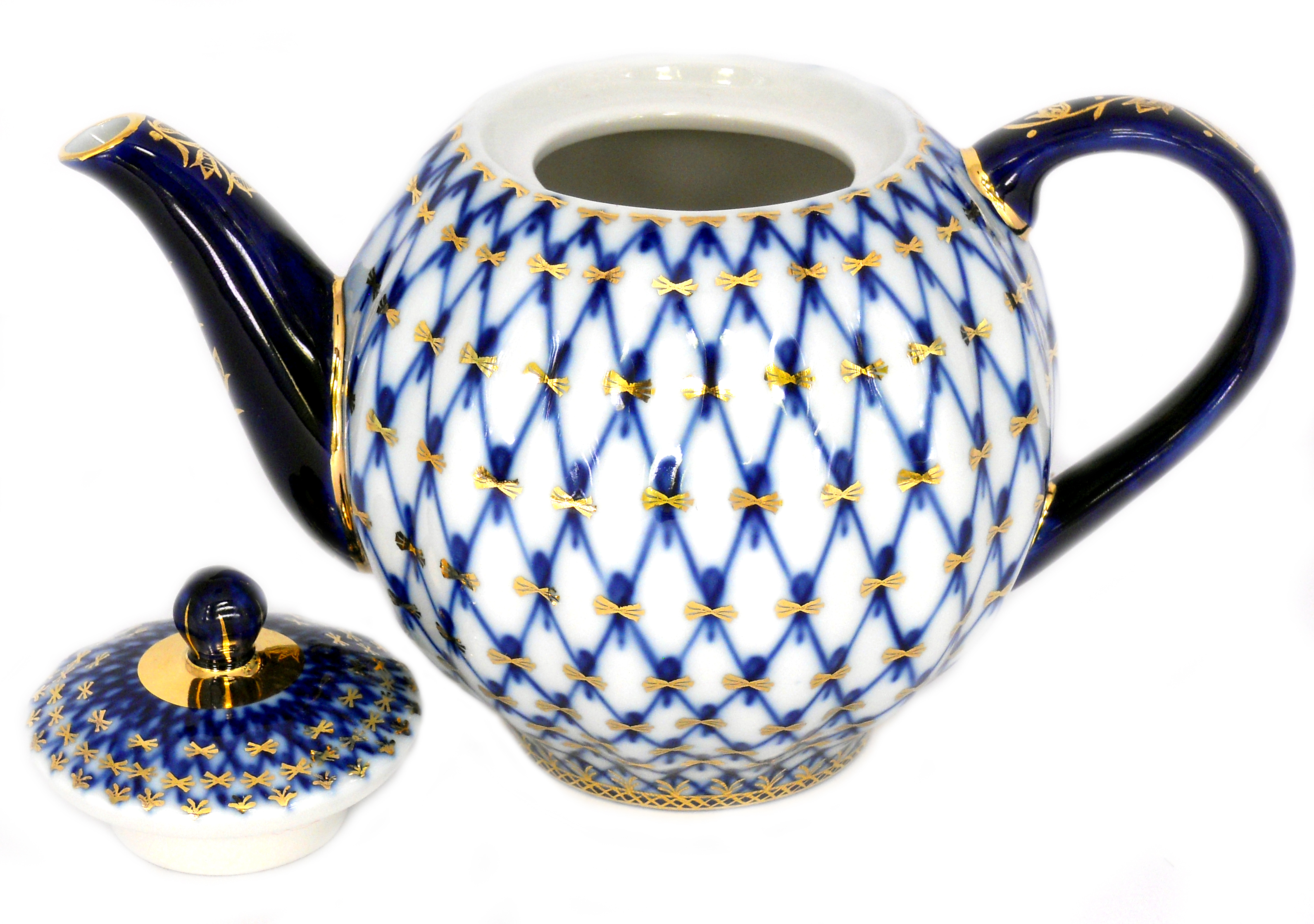 Porcelain Teapot Tulip Cobalt Net 10 Cups 67 oz/2000 ml
