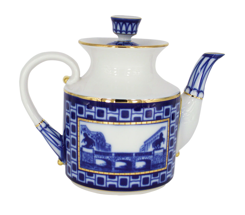 Lomonosov Imperial Porcelain Teapot "Bridges of Saint Petersburg"