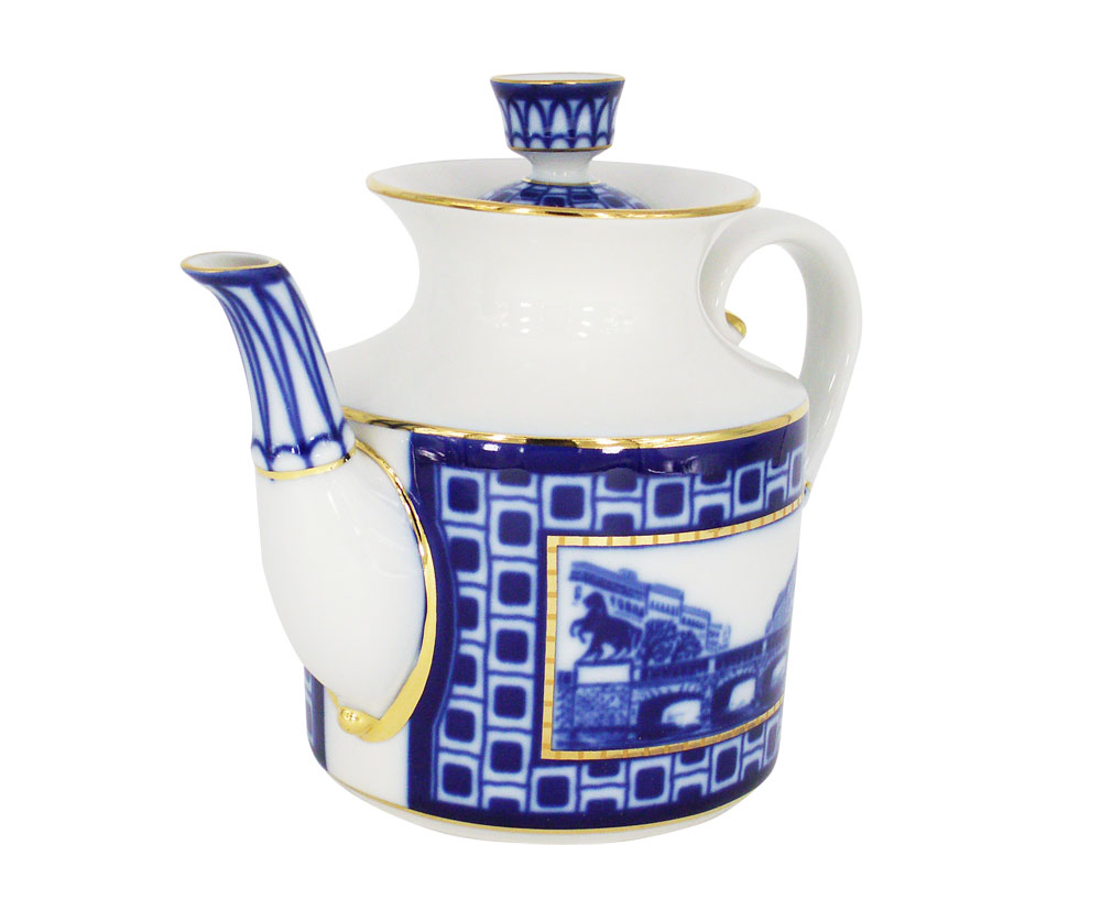 Lomonosov Imperial Porcelain Teapot "Bridges of Saint Petersburg"