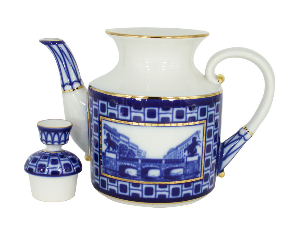Lomonosov Imperial Porcelain Teapot "Bridges of Saint Petersburg"