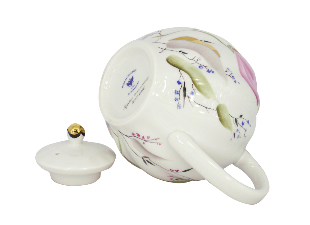 Lomonosov Imperial Porcelain Porcelain Teapot Tulip Pink Tulips 20 oz/600 ml