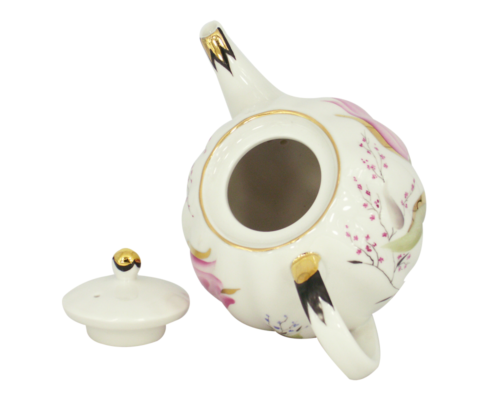 Lomonosov Imperial Porcelain Porcelain Teapot Tulip Pink Tulips 20 oz/600 ml