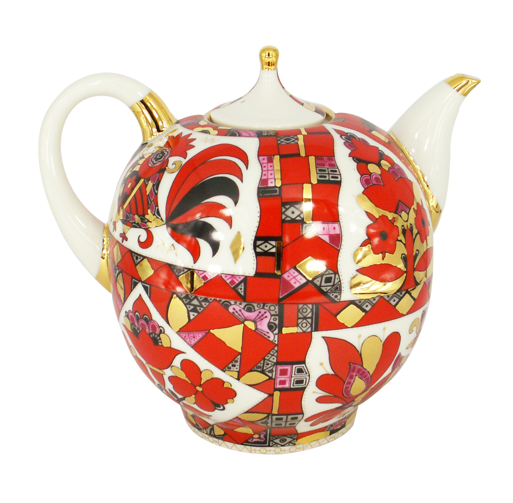 Lomonosov Imperial Porcelain Teapot Red Horse