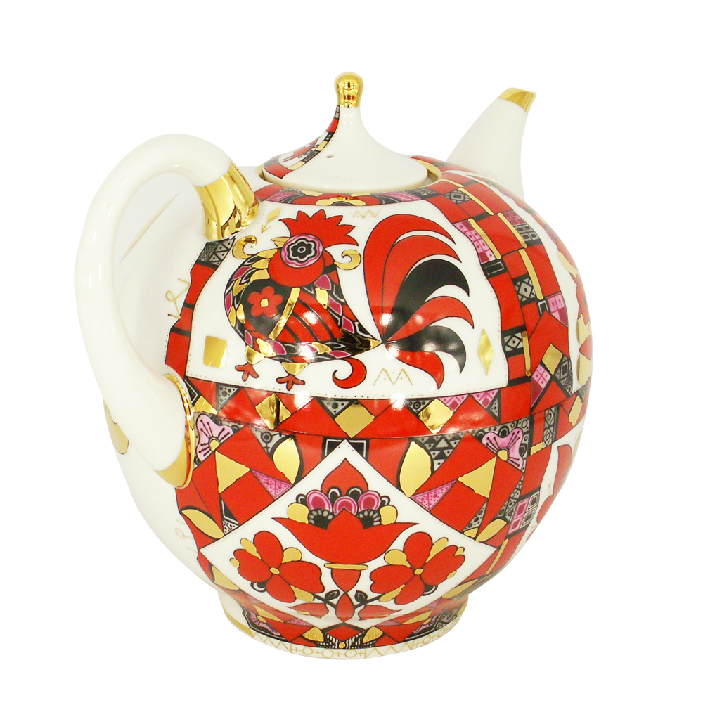 Lomonosov Imperial Porcelain Teapot Red Horse