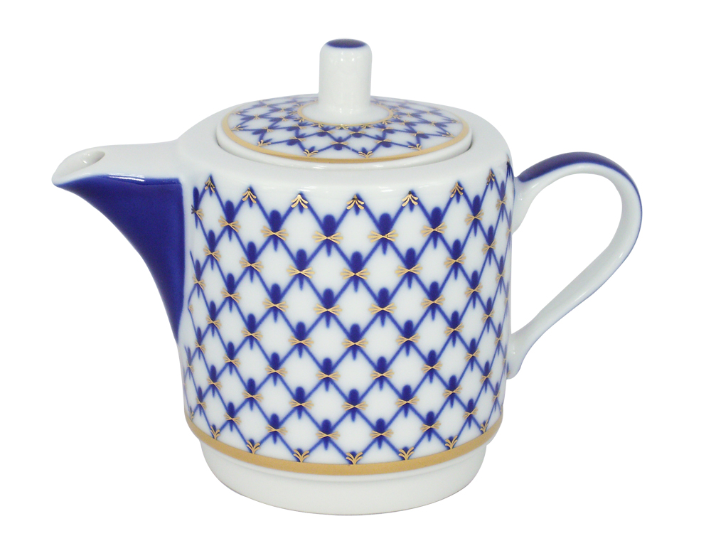 Lomonosov Imperial Porcelain Gift Set Solo Teapot and Tea Cup Cobalt Net