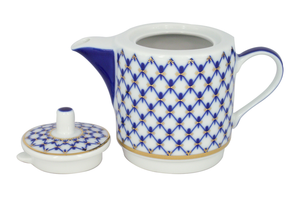 Lomonosov Imperial Porcelain Gift Set Solo Teapot and Tea Cup Cobalt Net