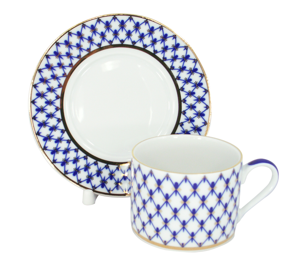Lomonosov Imperial Porcelain Gift Set Solo Teapot and Tea Cup Cobalt Net