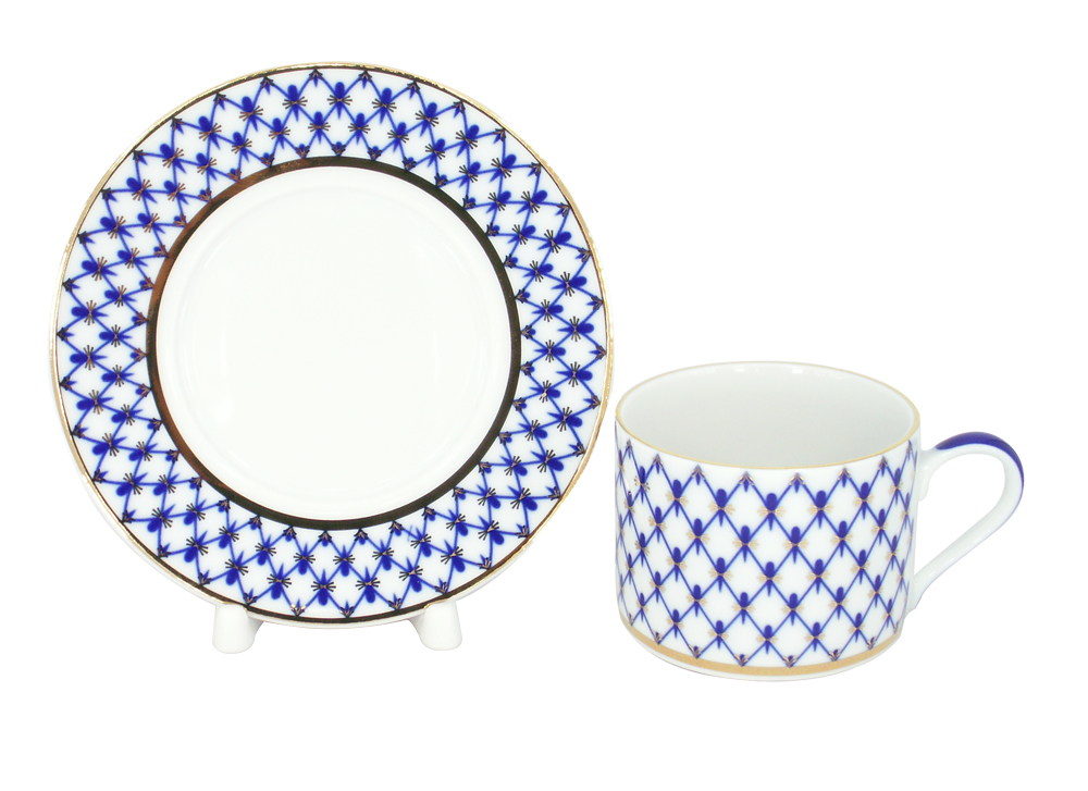 Lomonosov Imperial Porcelain Gift Set Solo Teapot and Tea Cup Cobalt Net