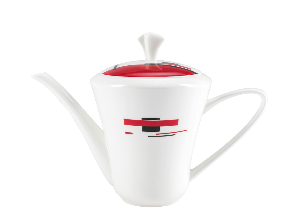 Lomonosov Porcelain Bone China Tea Set Service Red and Black 14 items
