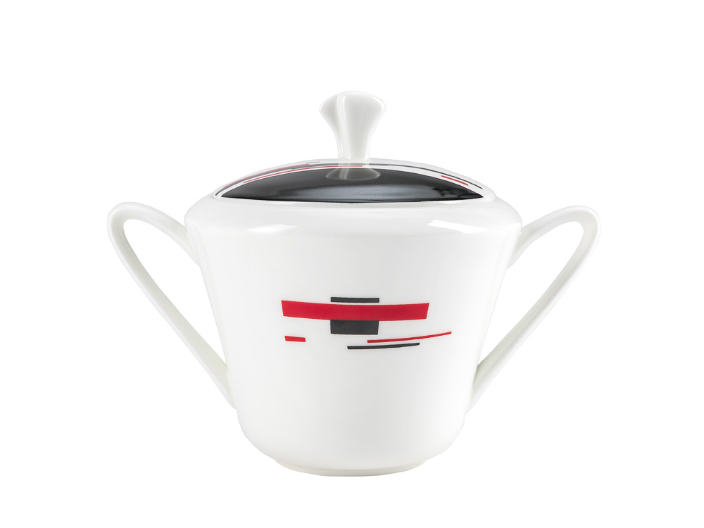 Lomonosov Porcelain Bone China Tea Set Service Red and Black 14 items