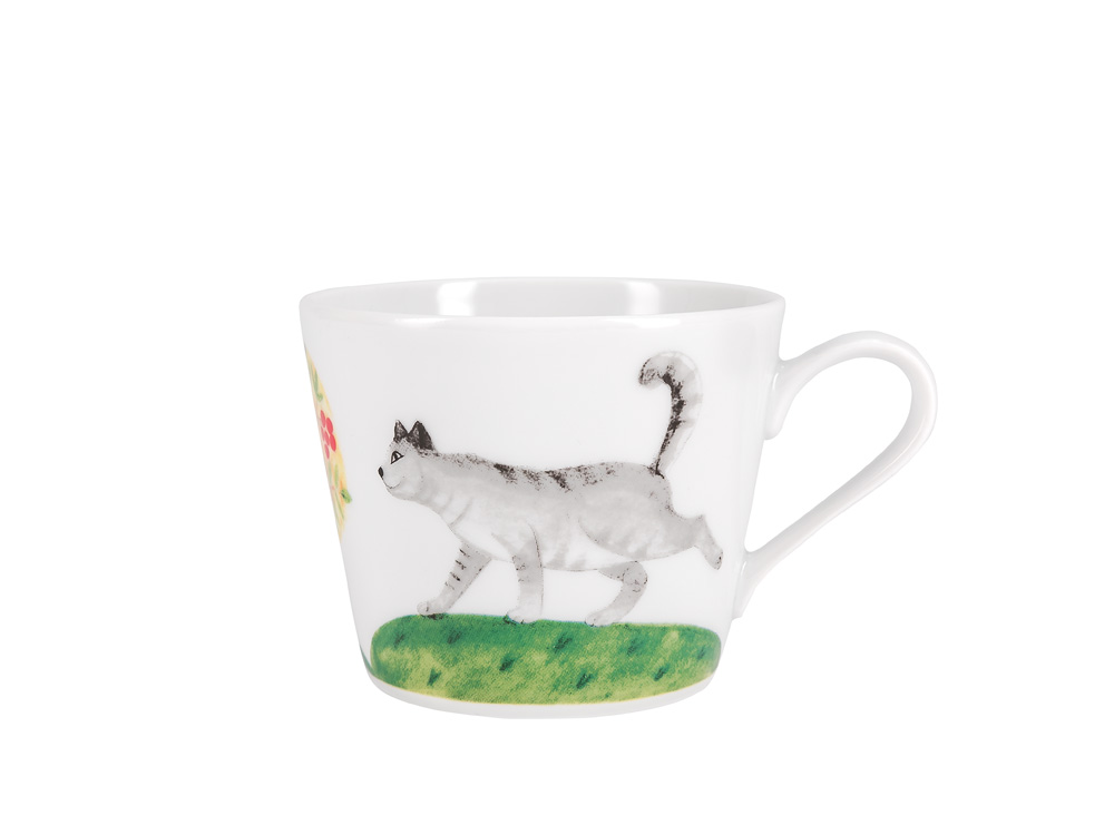 Lomonosov Porcelain Baby Set Cup, Plate, Bowl CAT and FOX fairytale