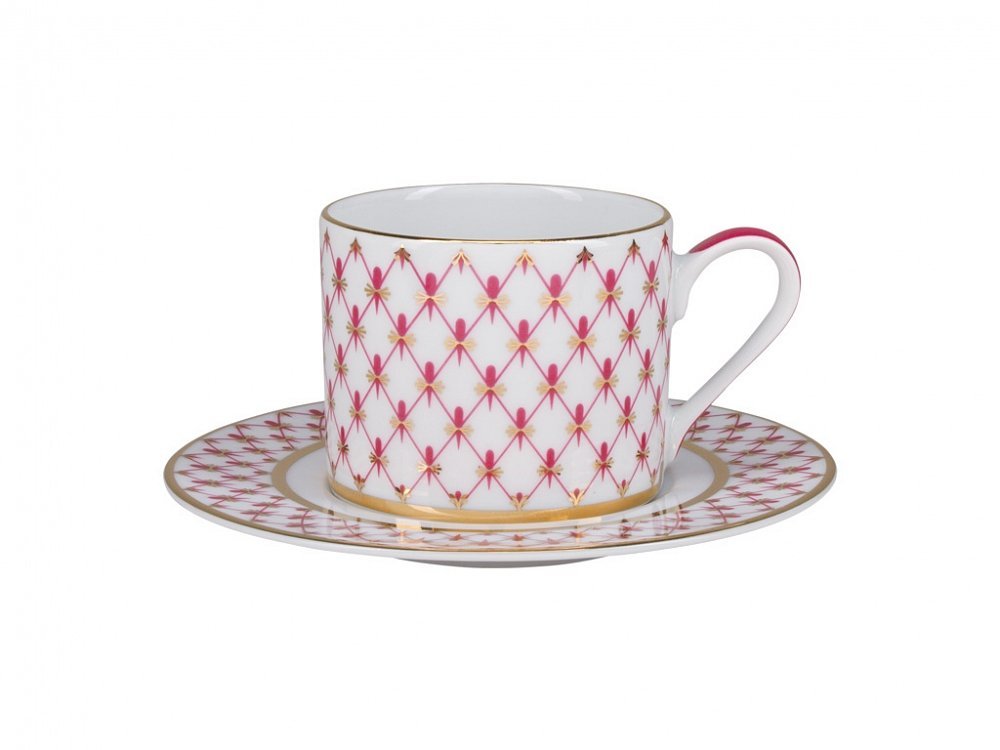 Lomonosov Porcelain Gift Set Solo Teapot and Tea Cup Red Net