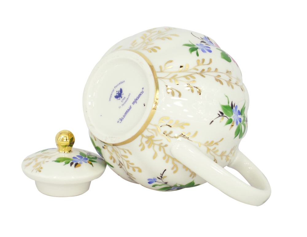 Lomonosov Imperial Porcelain Tea Pot Tulip Golden Daisy 20 oz/600 ml