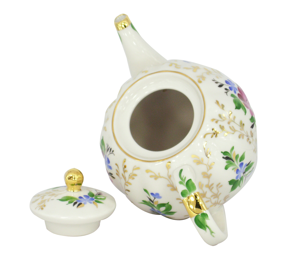 Lomonosov Imperial Porcelain Tea Pot Tulip Golden Daisy 20 oz/600 ml