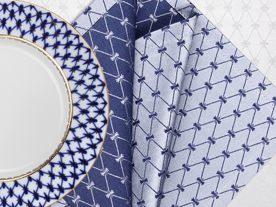 Lomonosov Imperial Porcelain Espresso/Coffee Set Tulip Cobalt Net 15 pc for 6 persons