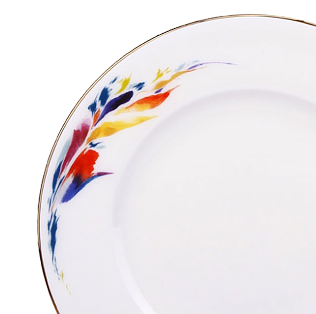 Lomonosov Porcelain Cake Dessert Plate Flame Flower 8.1"/205 mm