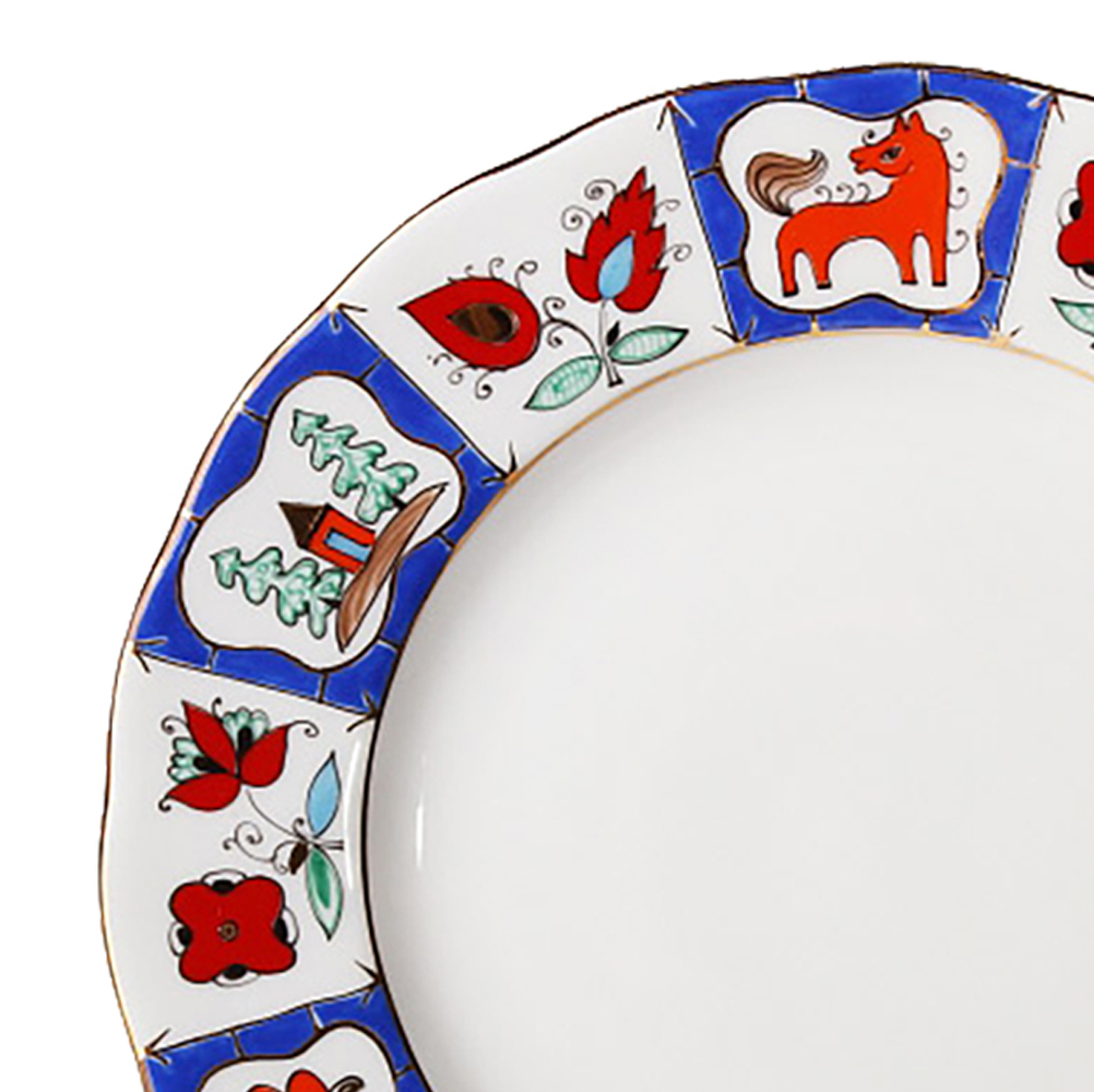 LOMONOSOV PORCELAIN CAKE DESSERT PLATE TULIP RUSSIAN LUBOK 7"/180 MM