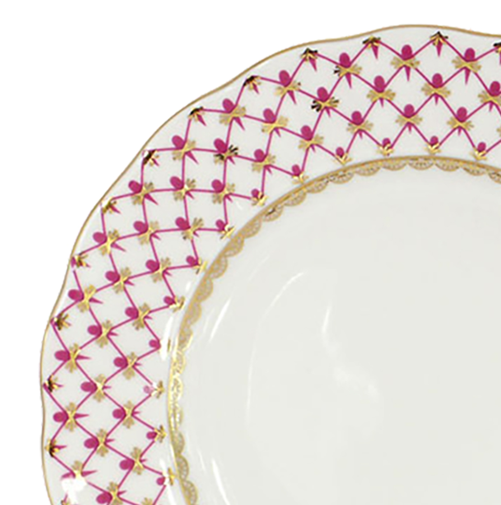 LOMONOSOV PORCELAIN CAKE DESSERT TULIP PLATE RED NET 7"/180 MM
