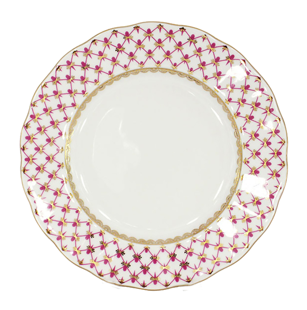 LOMONOSOV PORCELAIN CAKE DESSERT TULIP PLATE RED NET 7"/180 MM