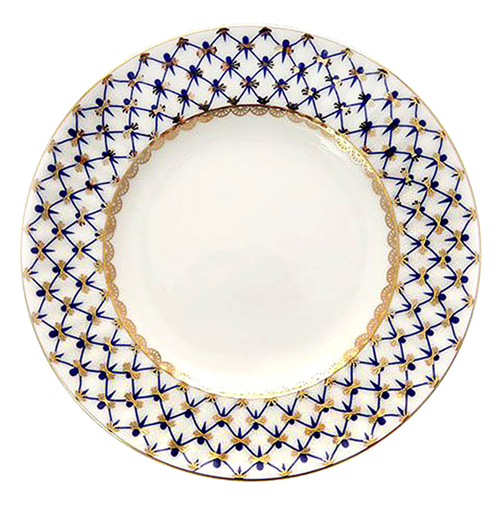 LOMONOSOV PORCELAIN DESSERT PLATE COBALT NET CAKE SMOOTH 7"/180 MM