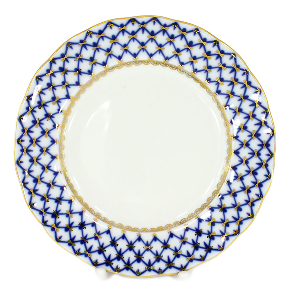 LOMONOSOV PORCELAIN DESSERT PLATE COBALT NET CAKE TULIP 5.9"/150 MM 