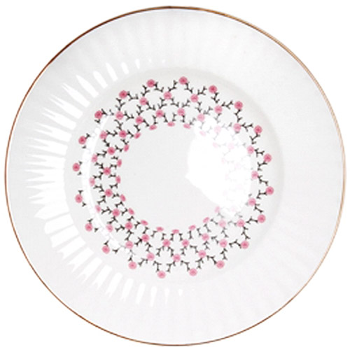 LOMONOSOV PORCELAIN DESSERT PLATE PINK NET WAVE 5.9 INCHES/150 MM