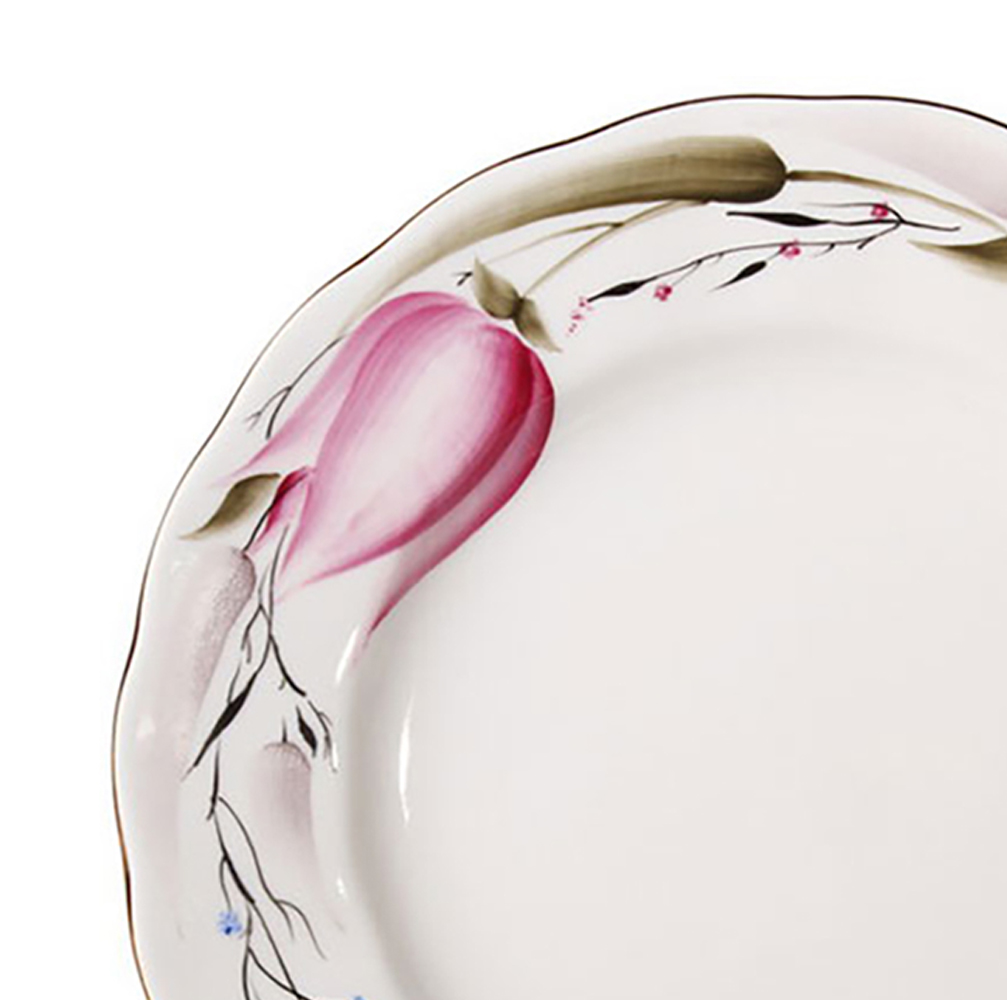 LOMONOSOV PORCELAIN CAKE DESSERT PLATE PINK TULIPS 7"/180 MM