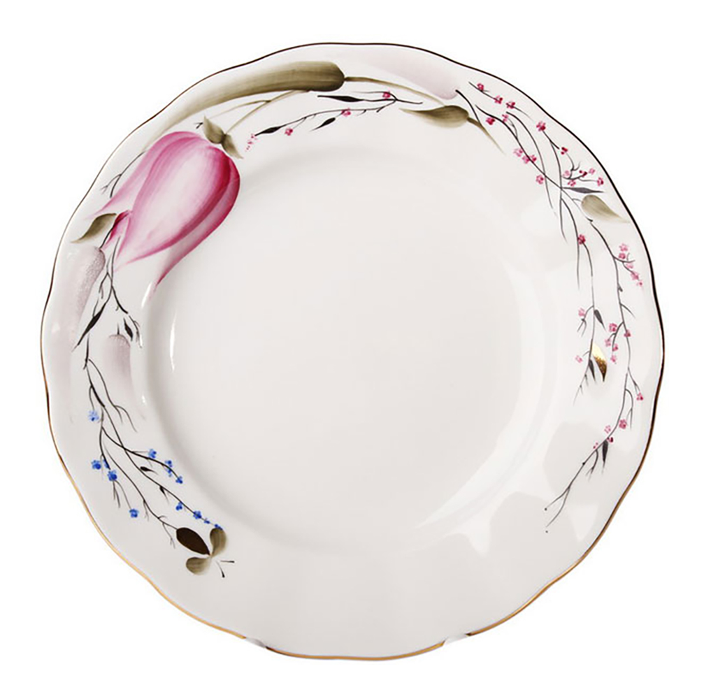LOMONOSOV PORCELAIN CAKE DESSERT PLATE PINK TULIPS 7"/180 MM