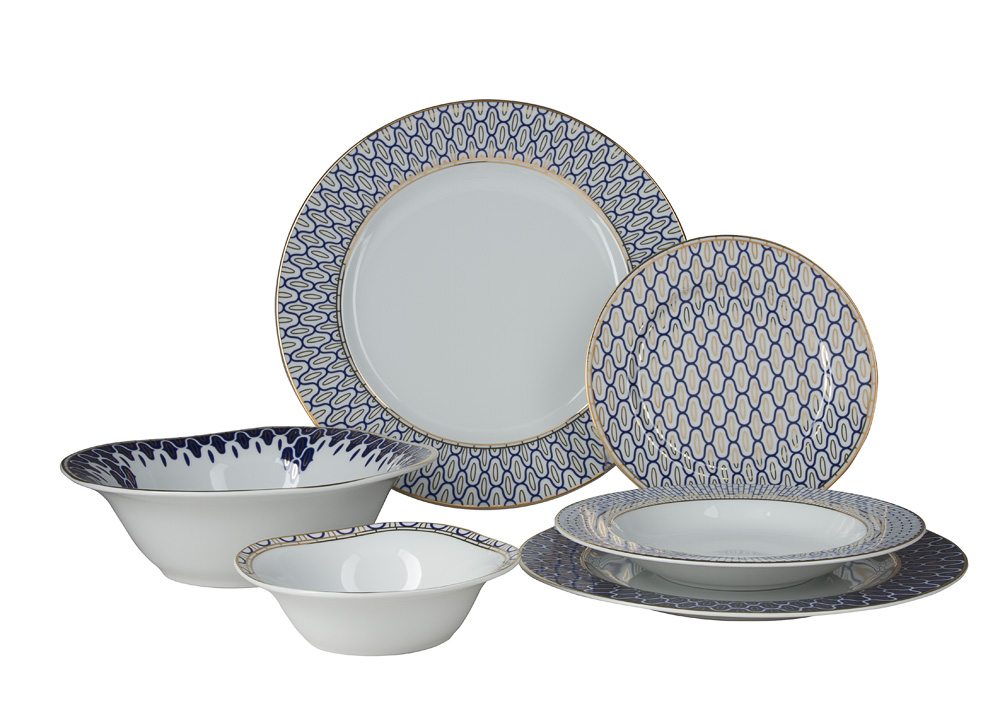 LOMONOSOV PORCELAIN DINING SET SERVICE SALAMANDER 22 ITEMS FOR 6 PEOPLE